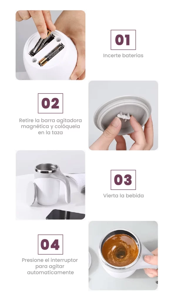 Taza Mezcladora Automática USB, Taza auto mezcladora, Mezclador de café automático, Taza con batidor magnético, Gadget para café, Taza eléctrica recargable, Taza portátil sin baterías